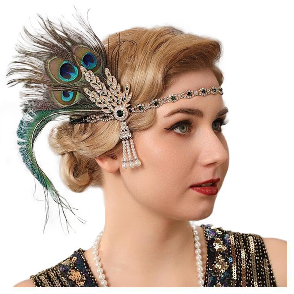 6499 Flapper Headpiece - Flapper Feather Headband 1920s Showgirl Gatsby